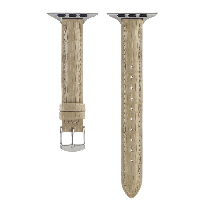 Lisslune | For Apple Watch Ultra 49mm Slim Crocodile Leather Strap (Khaki)