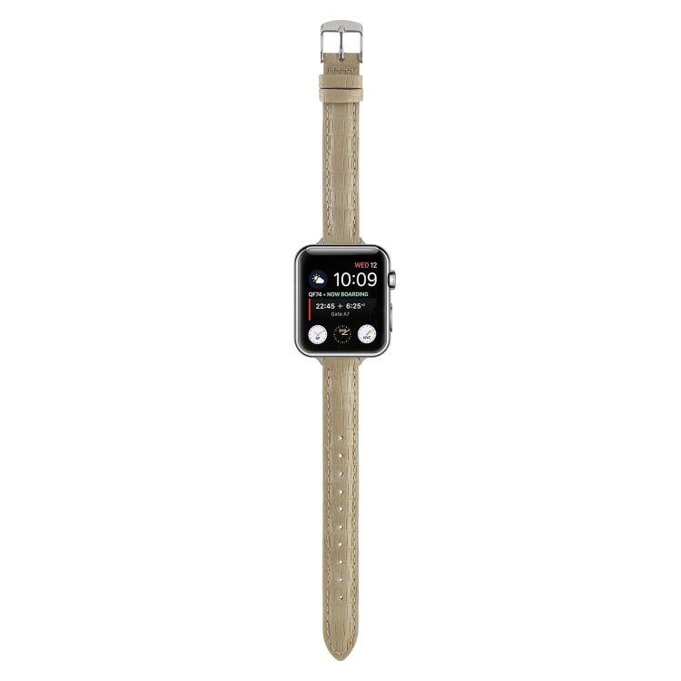 Lisslune | For Apple Watch Ultra 49mm Slim Crocodile Leather Strap (Khaki)