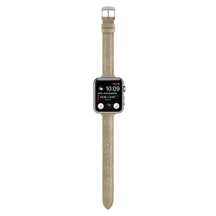 Lisslune | For Apple Watch Ultra 49mm Slim Crocodile Leather Strap (Khaki)