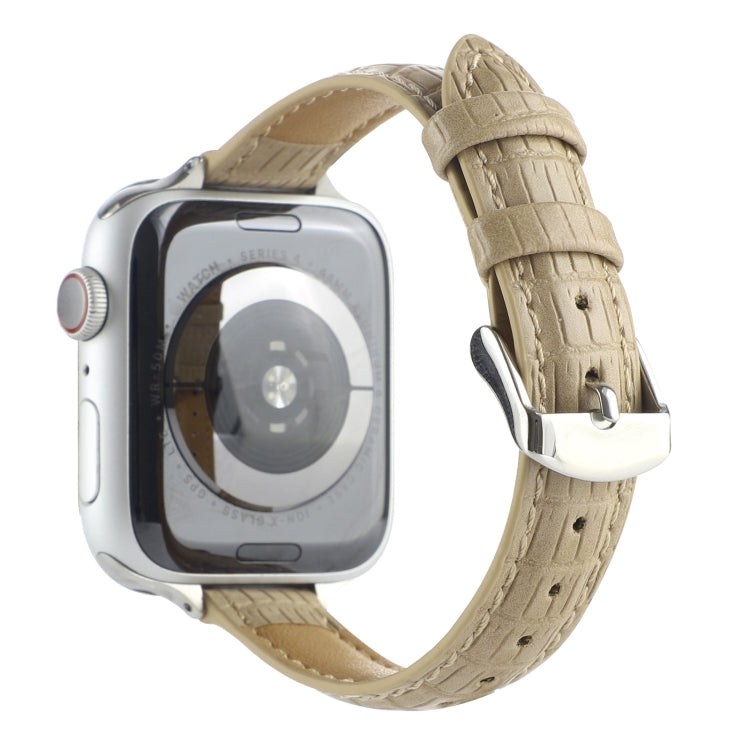 Lisslune | For Apple Watch Ultra 49mm Slim Crocodile Leather Strap (Khaki)