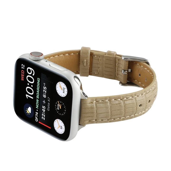 Lisslune | For Apple Watch Ultra 49mm Slim Crocodile Leather Strap (Khaki)