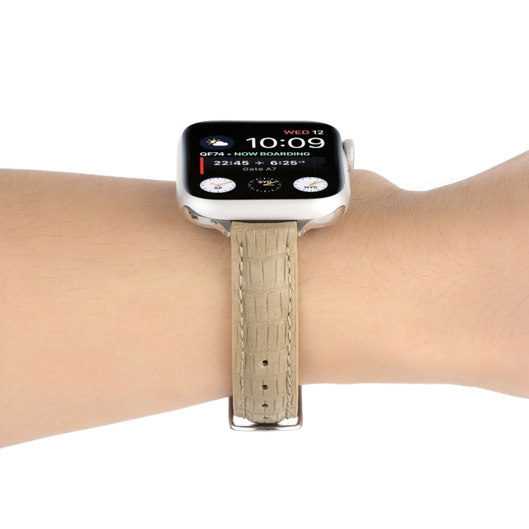 Lisslune | For Apple Watch Ultra 49mm Slim Crocodile Leather Strap (Khaki)