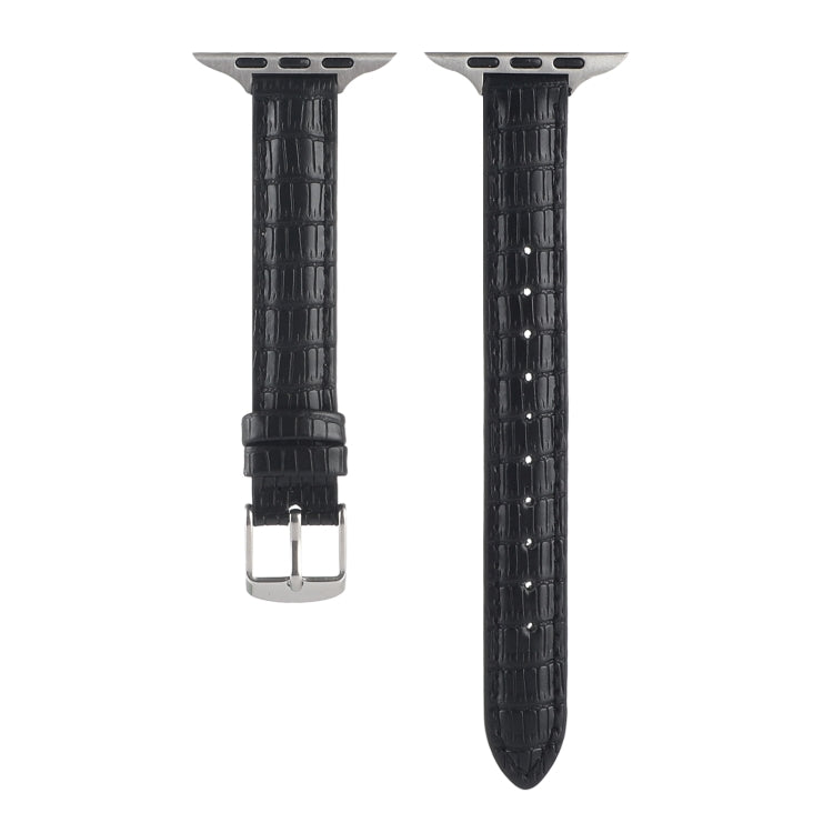 Lisslune | For Apple Watch Ultra 49mm Slim Crocodile Leather Watch Band (Black)