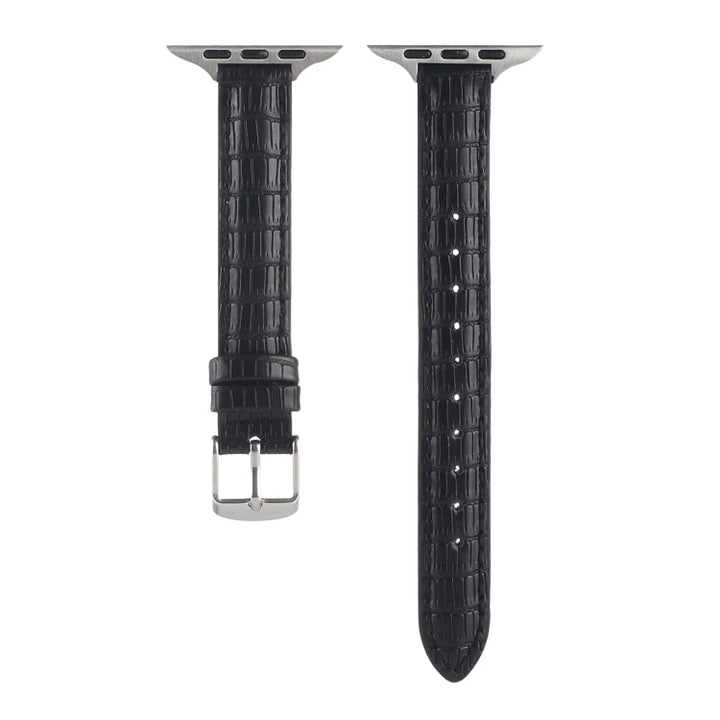 Lisslune | For Apple Watch Ultra 49mm Slim Crocodile Leather Watch Band (Black)