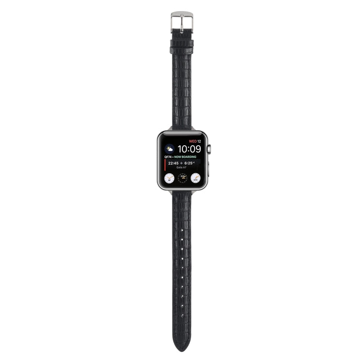 Lisslune | For Apple Watch Ultra 49mm Slim Crocodile Leather Watch Band (Black)
