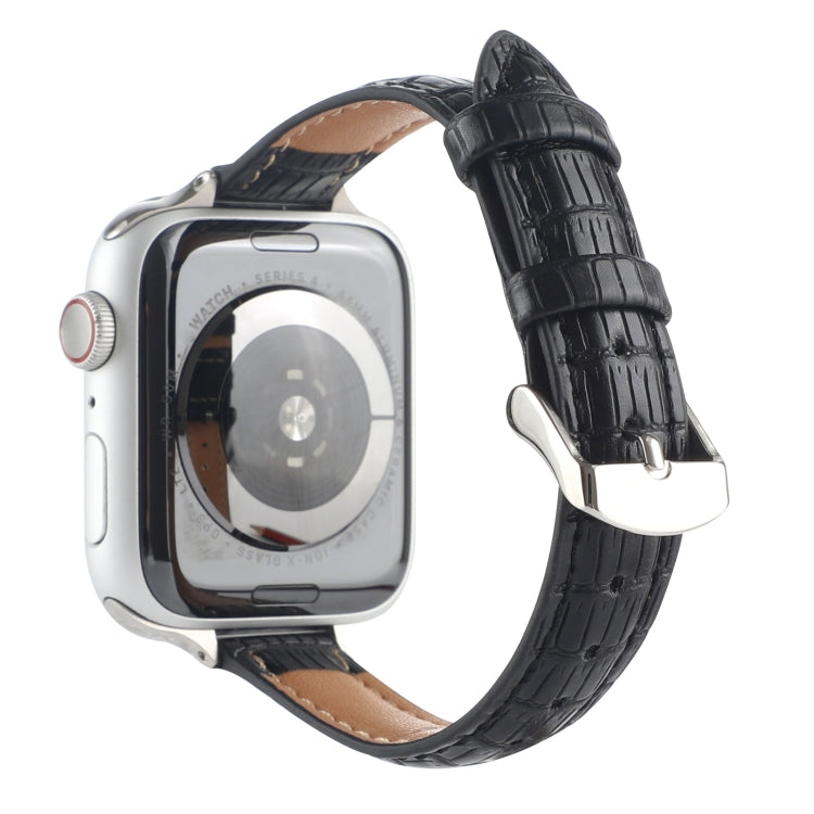 Lisslune | For Apple Watch Ultra 49mm Slim Crocodile Leather Watch Band (Black)
