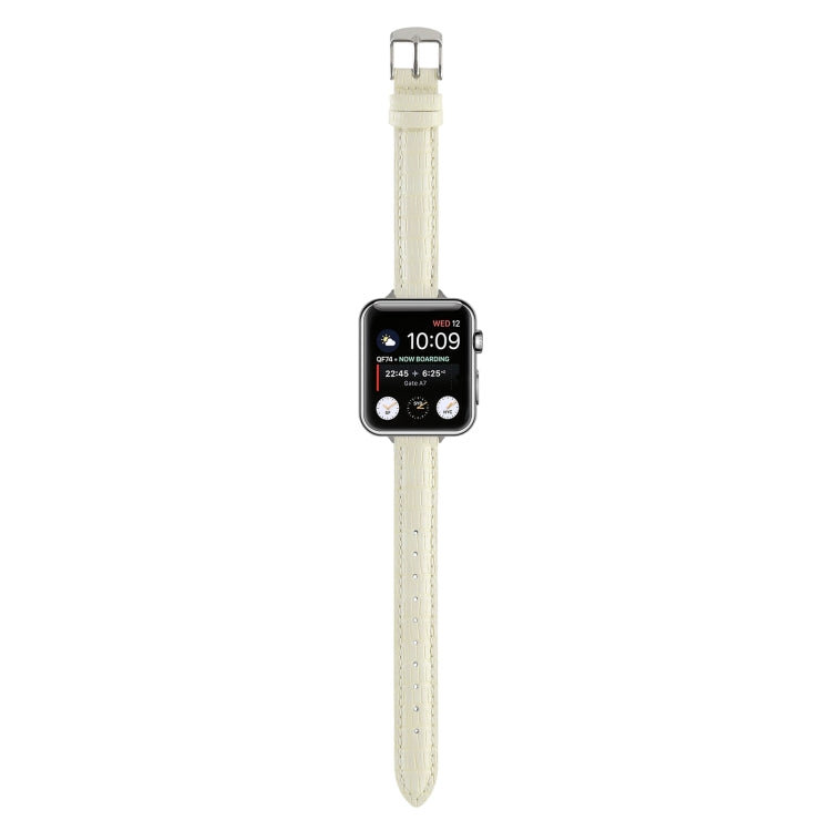Lisslune | For Apple Watch Ultra 49mm Slim Crocodile Leather Band (Beige)