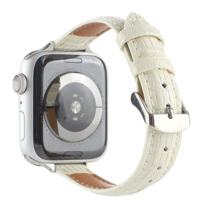 Lisslune | For Apple Watch Ultra 49mm Slim Crocodile Leather Band (Beige)