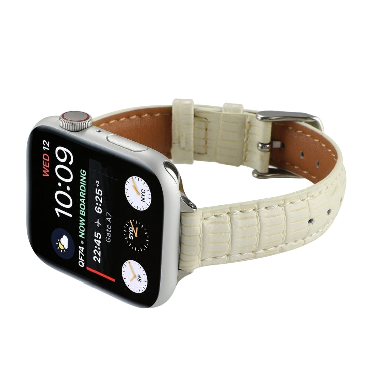 Lisslune | For Apple Watch Ultra 49mm Slim Crocodile Leather Band (Beige)