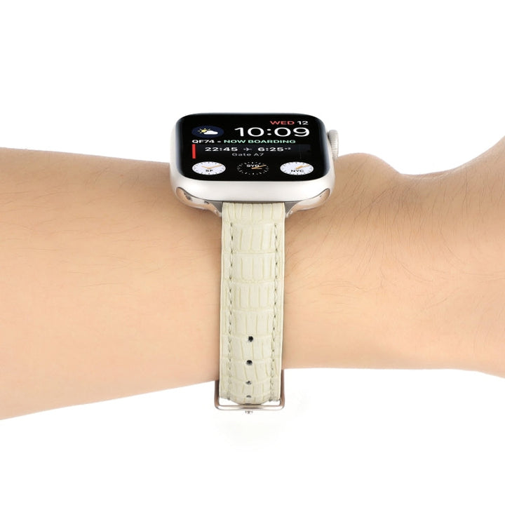 Lisslune | For Apple Watch Ultra 49mm Slim Crocodile Leather Band (Beige)