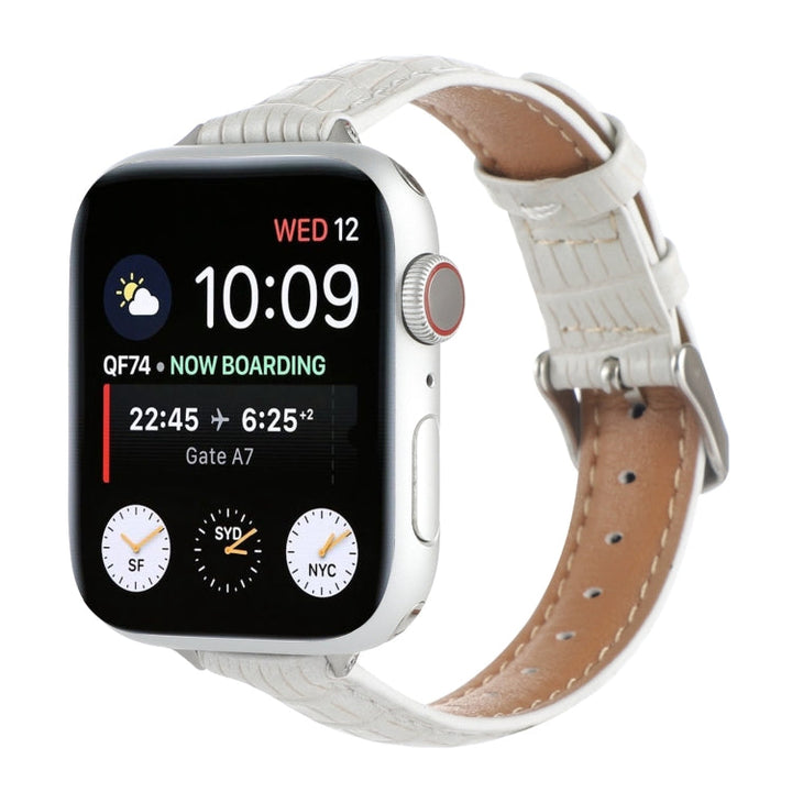 Lisslune | For Apple Watch SE 2022 40mm Slim Crocodile Leather Strap (White)