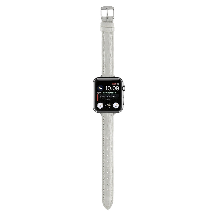 Lisslune | For Apple Watch SE 2022 40mm Slim Crocodile Leather Strap (White)