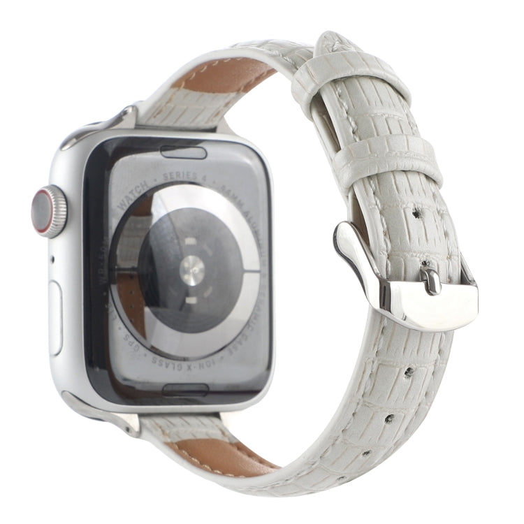 Lisslune | For Apple Watch SE 2022 40mm Slim Crocodile Leather Strap (White)