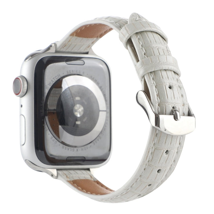 Lisslune | For Apple Watch SE 2022 40mm Slim Crocodile Leather Strap (White)