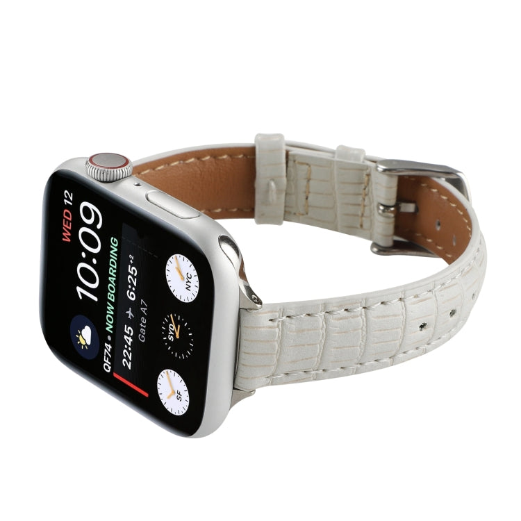 Lisslune | For Apple Watch SE 2022 40mm Slim Crocodile Leather Strap (White)