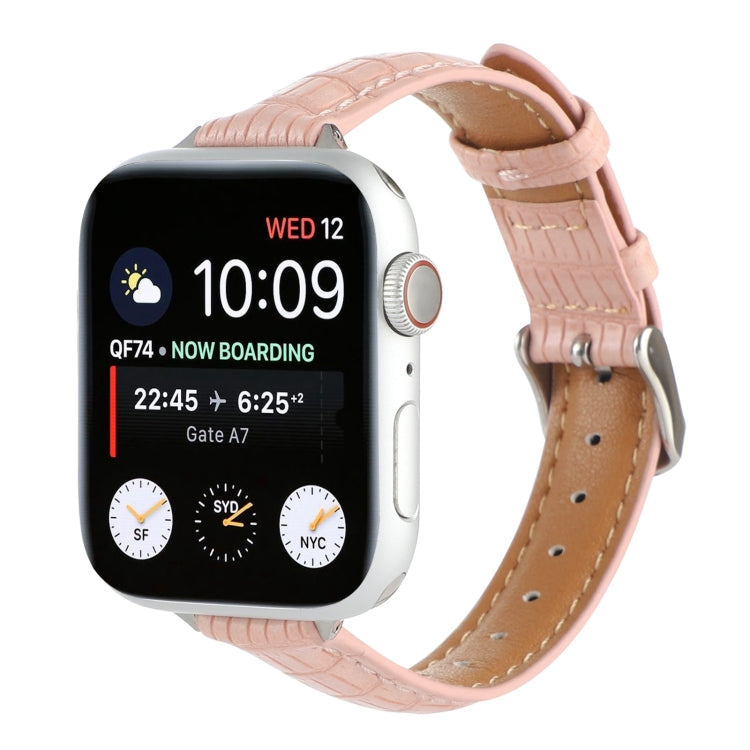 Lisslune | For Apple Watch Series 2 38mm Slim Crocodile Leather Band (Pink)