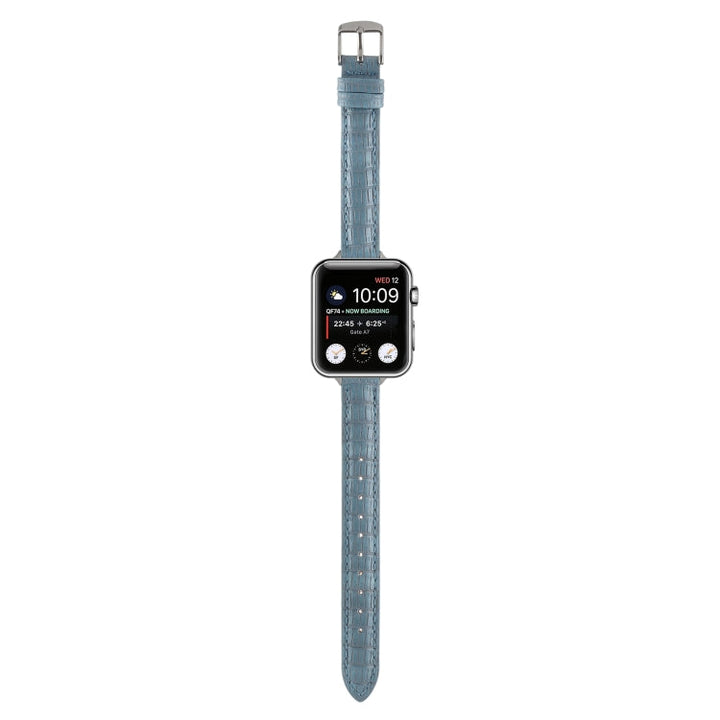 Lisslune | For Apple Watch Series 2 38mm Slim Crocodile Leather Watch Band (Light Blue)
