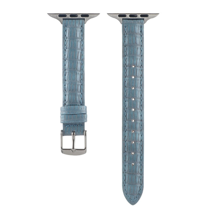 Lisslune | For Apple Watch 38 mm Slim Crocodile Leather Watch Band (Light Blue)
