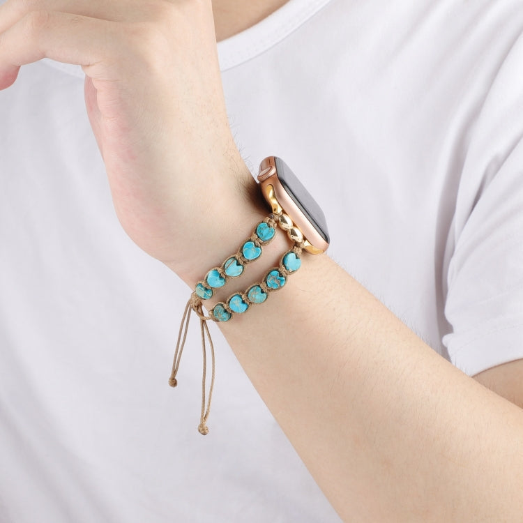 Lisslune | For Apple Watch SE 2023 40mm Heart Stones Cord Chain Watch Band (Blue)