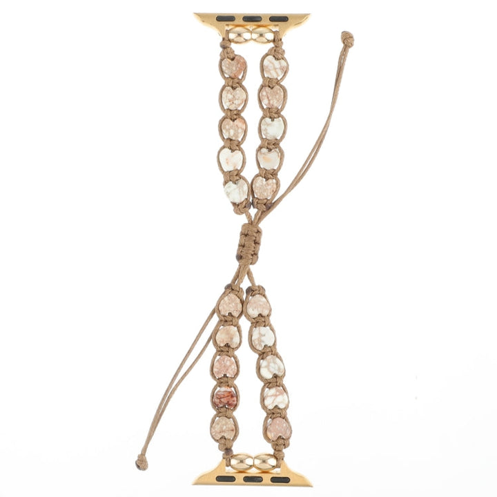 Lisslune | For Apple Watch Ultra 49mm Heart Stones Drawstring Chain Bracelet (White Brown)