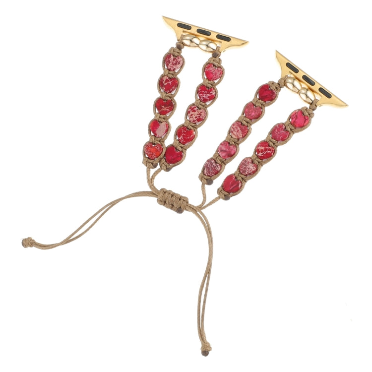 Lisslune | For Apple Watch SE 40mm Heart Stones Drawstring Chain Watch Strap (Red)