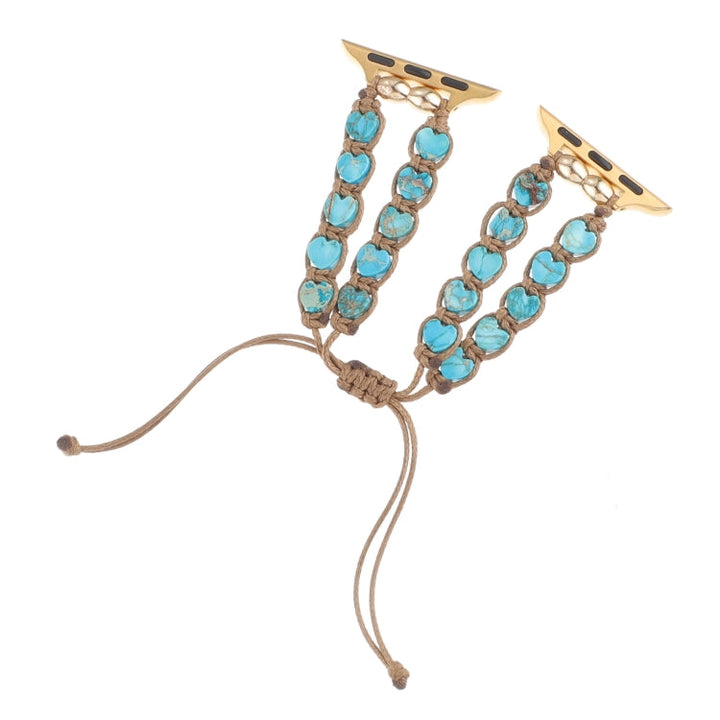 Lisslune | For Apple Watch Series 3 38mm Heart Stones Drawstring Chain Watch Strap (Blue)