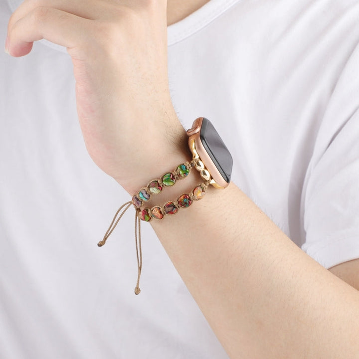 Lisslune | For Apple Watch Series 2 38mm Heart Stones Drawstring Chain Bracelet (Colorful)
