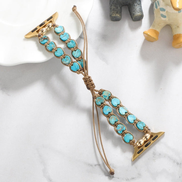 Lisslune | For Apple Watch 38 mm Heart Stones Drawstring Watch Band (Blue)