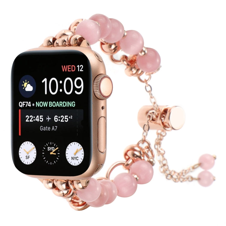 Lisslune | For Apple Watch Series 2 42mm Pearl Chain Metal Bracelet Watch Band (Rose Gold)