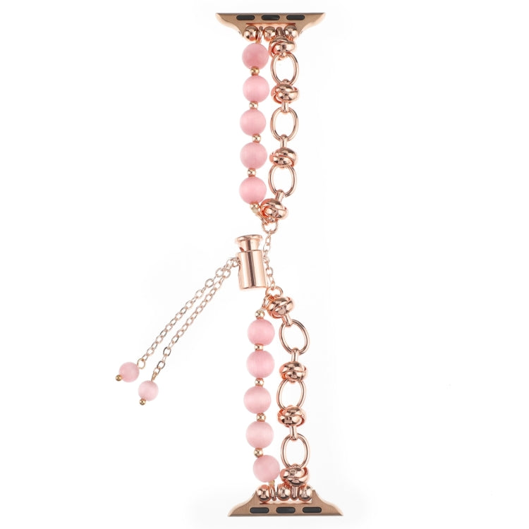 Lisslune | For Apple Watch 42mm Beaded Chain Metal Bracelet Band (Rose Gold)