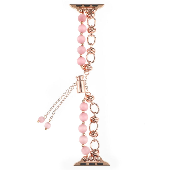 Lisslune | For Apple Watch 42mm Beaded Chain Metal Bracelet Band (Rose Gold)