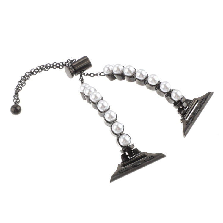 Lisslune | For Apple Watch Ultra 49mm Pearls Bracelet Metal Watch Band (Black)