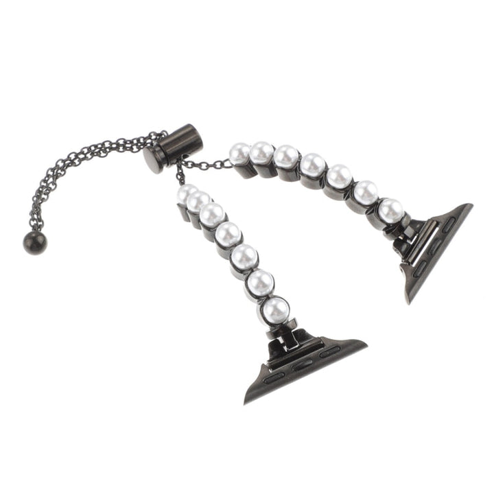Lisslune | For Apple Watch Ultra 49mm Pearls Bracelet Metal Watch Band (Black)