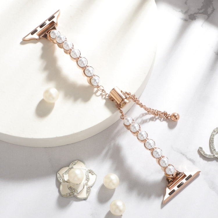 Lisslune | For Apple Watch Ultra 49mm Pearl Bracelet Metal Watch Band (Rose Gold)