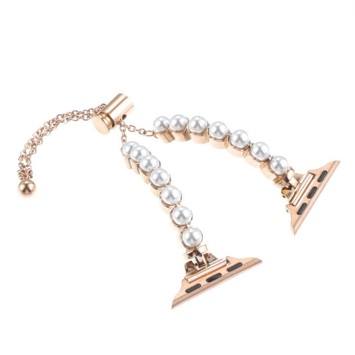 Lisslune | For Apple Watch Ultra 49mm Pearl Bracelet Metal Watch Band (Rose Gold)