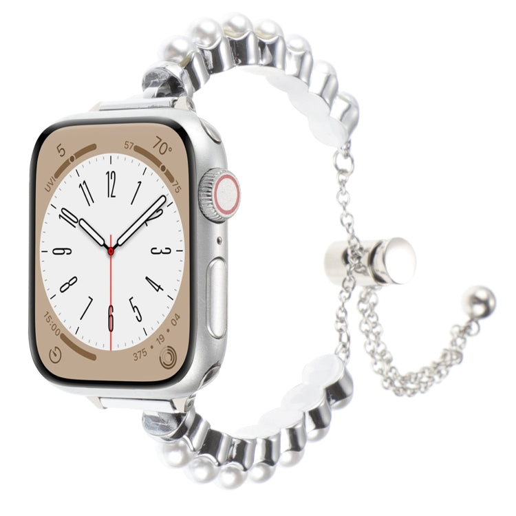 Lisslune | For Apple Watch 42mm Pearl bracelet metal watch band (Silver)