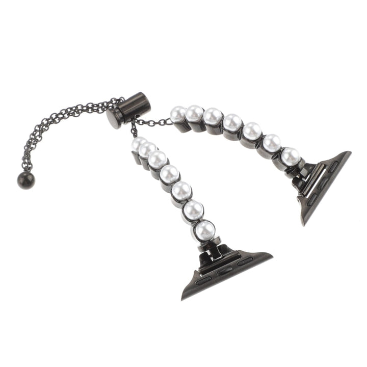 Lisslune | For Apple Watch 38mm Pearl Bracelet Metal Watch Band (Black)
