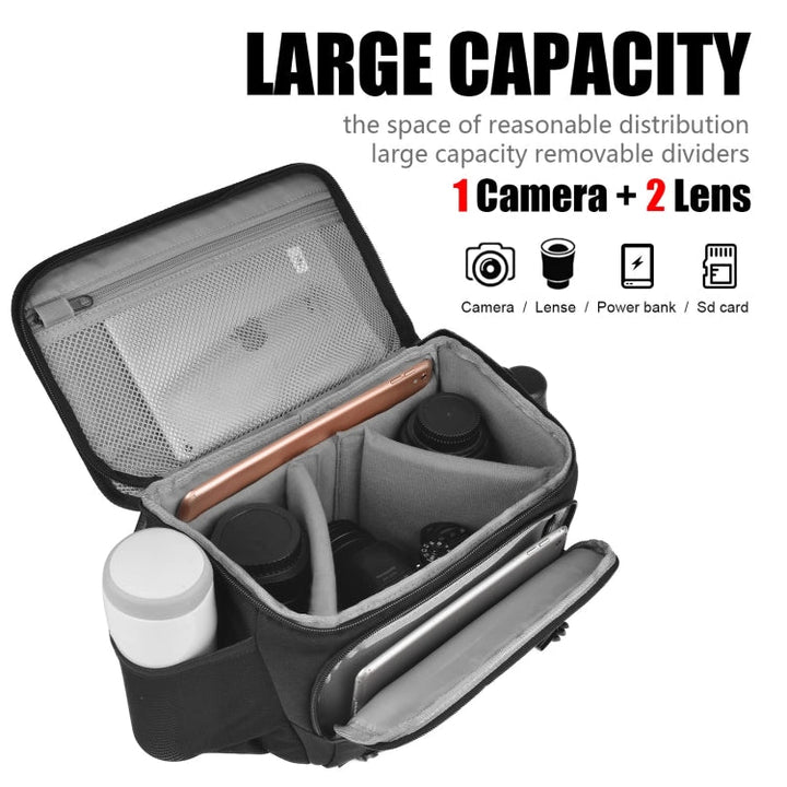 Lisslune | Cwatcun D67 Crossbody Camera Bag Photography Lens Shoulder Bag, Size: 22 x 15 x 15cm S(Black)