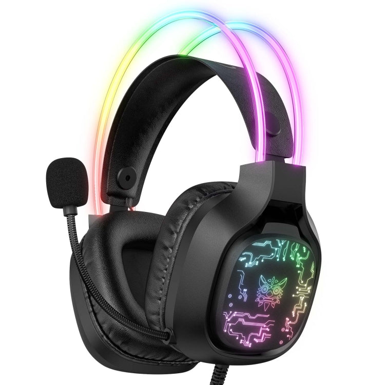Lisslune | ONIKUMA X22 USB + 3.5mm Colorful Light Wired Gaming Headset with Microphone, Cable Length: 1.8 m (Black)