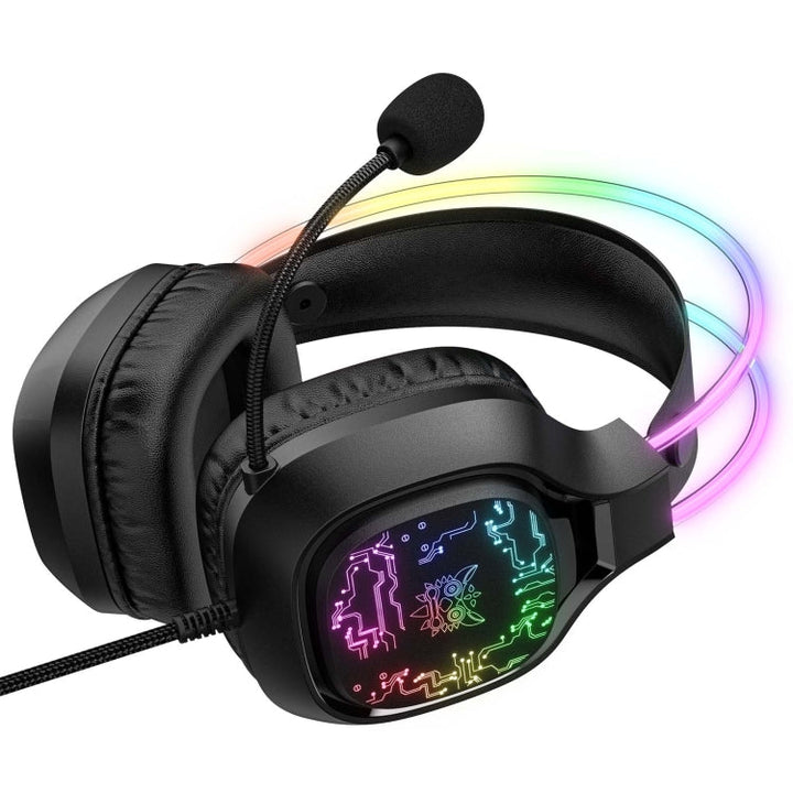 Lisslune | ONIKUMA X22 USB + 3.5mm Colorful Light Wired Gaming Headset with Microphone, Cable Length: 1.8 m (Black)