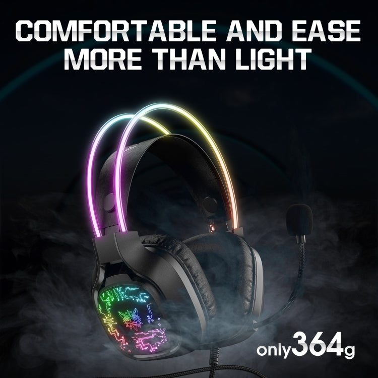 Lisslune | ONIKUMA X22 USB + 3.5mm Colorful Light Wired Gaming Headset with Microphone, Cable Length: 1.8 m (Black)