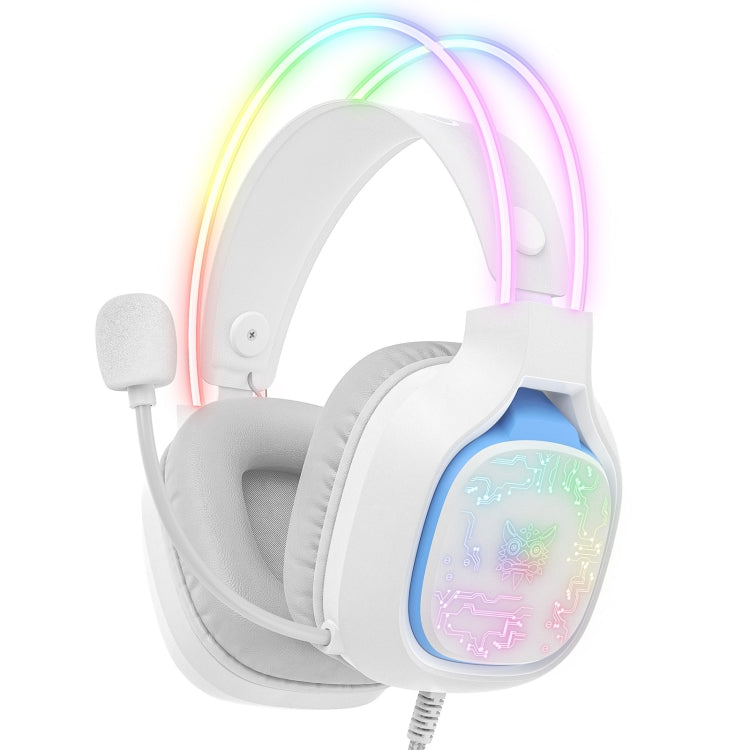 Lisslune | ONIKUMA X22 USB + 3.5mm Colorful Light Wired Gaming Headset with Microphone, Cable Length: 1.8 m (White)