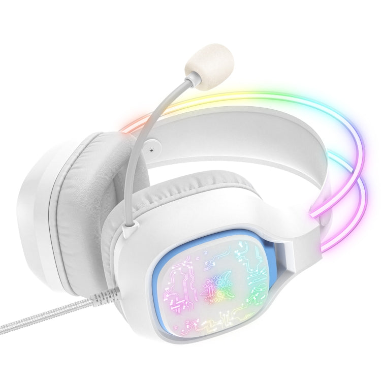 Lisslune | ONIKUMA X22 USB + 3.5mm Colorful Light Wired Gaming Headset with Microphone, Cable Length: 1.8 m (White)