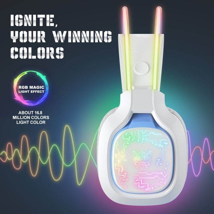 Lisslune | ONIKUMA X22 USB + 3.5mm Colorful Light Wired Gaming Headset with Microphone, Cable Length: 1.8 m (White)