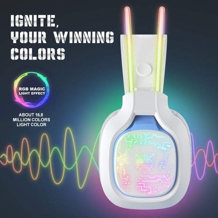 Lisslune | ONIKUMA X22 USB + 3.5mm Colorful Light Wired Gaming Headset with Microphone, Cable Length: 1.8 m (White)