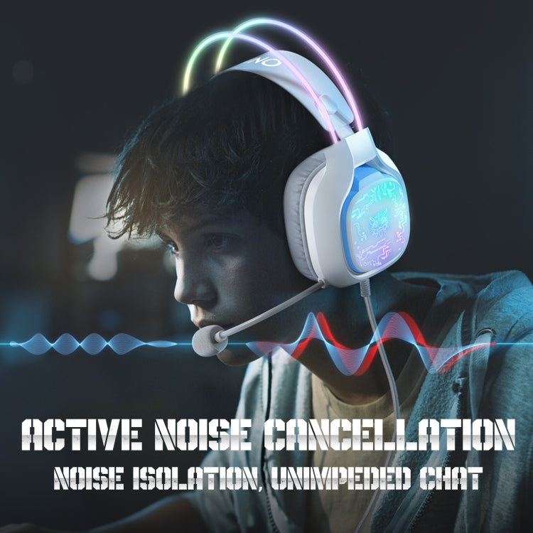 Lisslune | ONIKUMA X22 USB + 3.5mm Colorful Light Wired Gaming Headset with Microphone, Cable Length: 1.8 m (White)