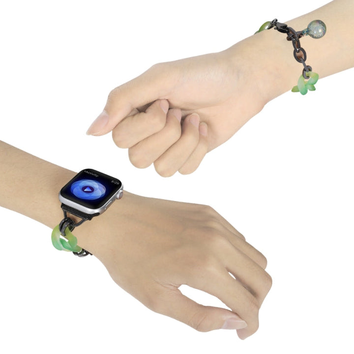 Lisslune | For Apple Watch SE 2023 44mm Gradient Resin Chain Bracelet (Green)