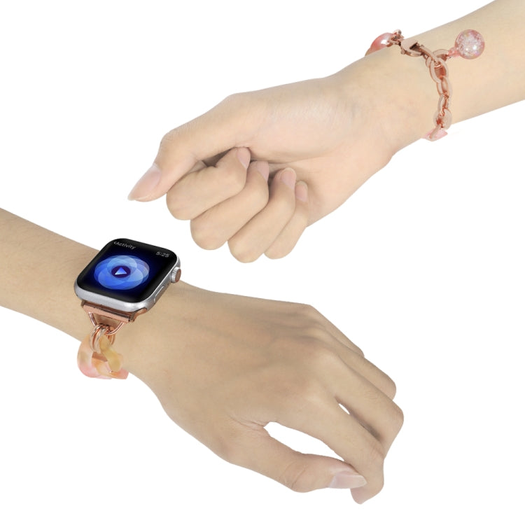 Lisslune | For Apple Watch Series 9 45mm Gradient Resin Chain Watch Strap (Pink)