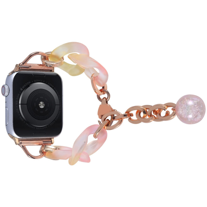 Lisslune | For Apple Watch Series 2 42mm Gradient Resin Chain Watch Band (Pink)