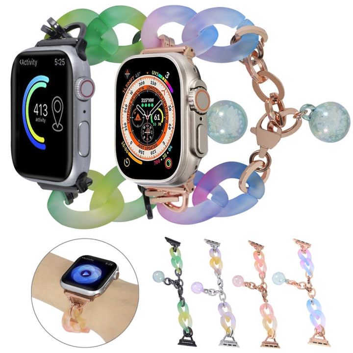 Lisslune | For Apple Watch SE 2023 44mm Gradient Resin Chain Bracelet (Green)